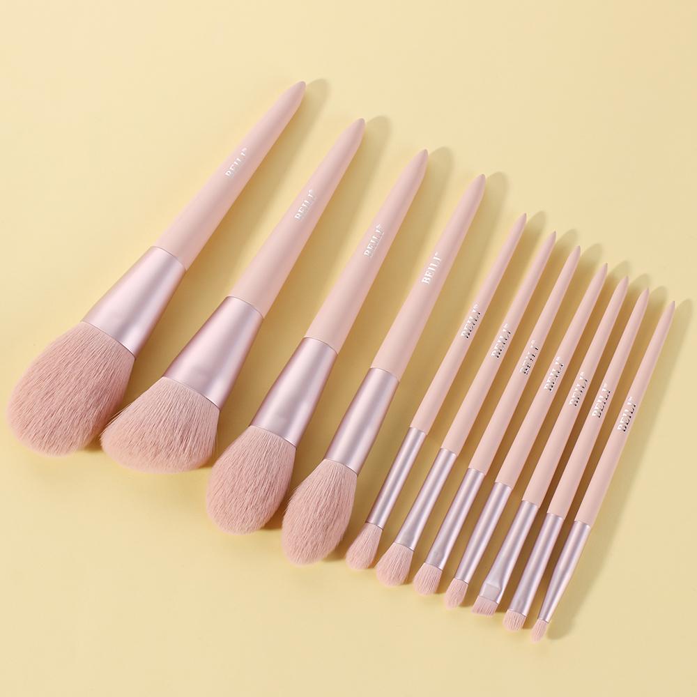 pink nano wool fiber makeup brushes
