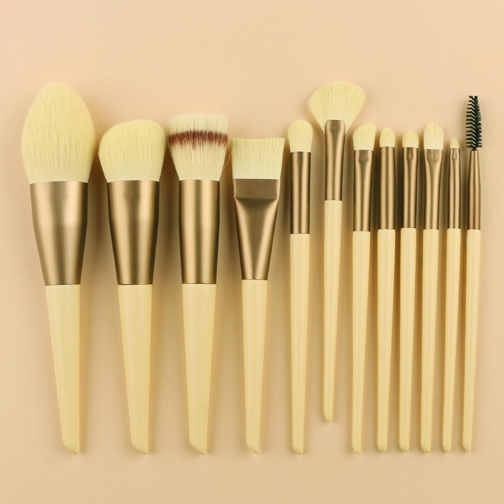 yellow make up brush set
