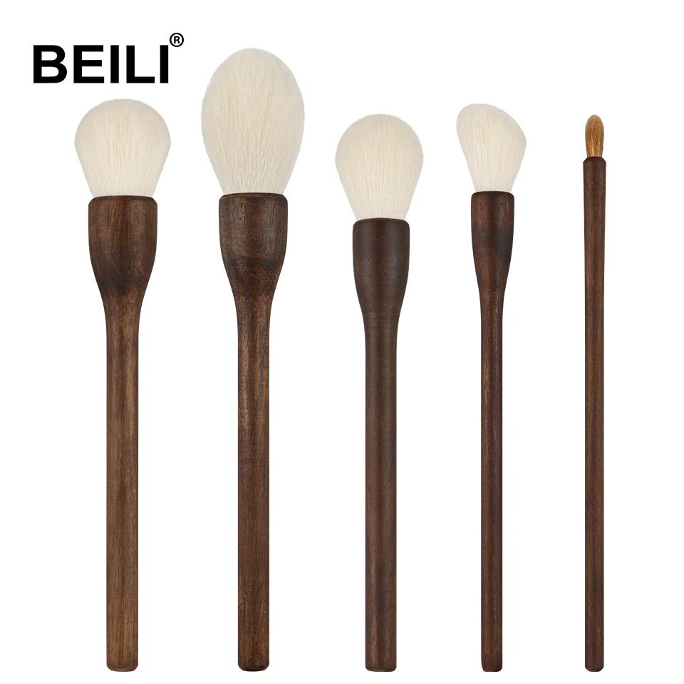 Walnut Wood luxury natural hair makeup brush set