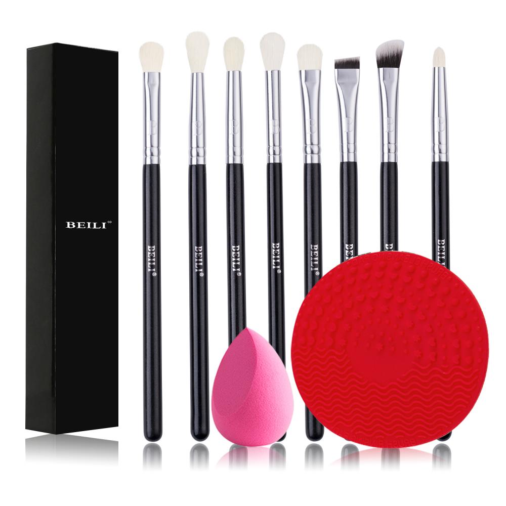 BEILI  black eye shadow cosmetics blend brush set with packaging box natual hair Rose Gold Private Label makeup brush set