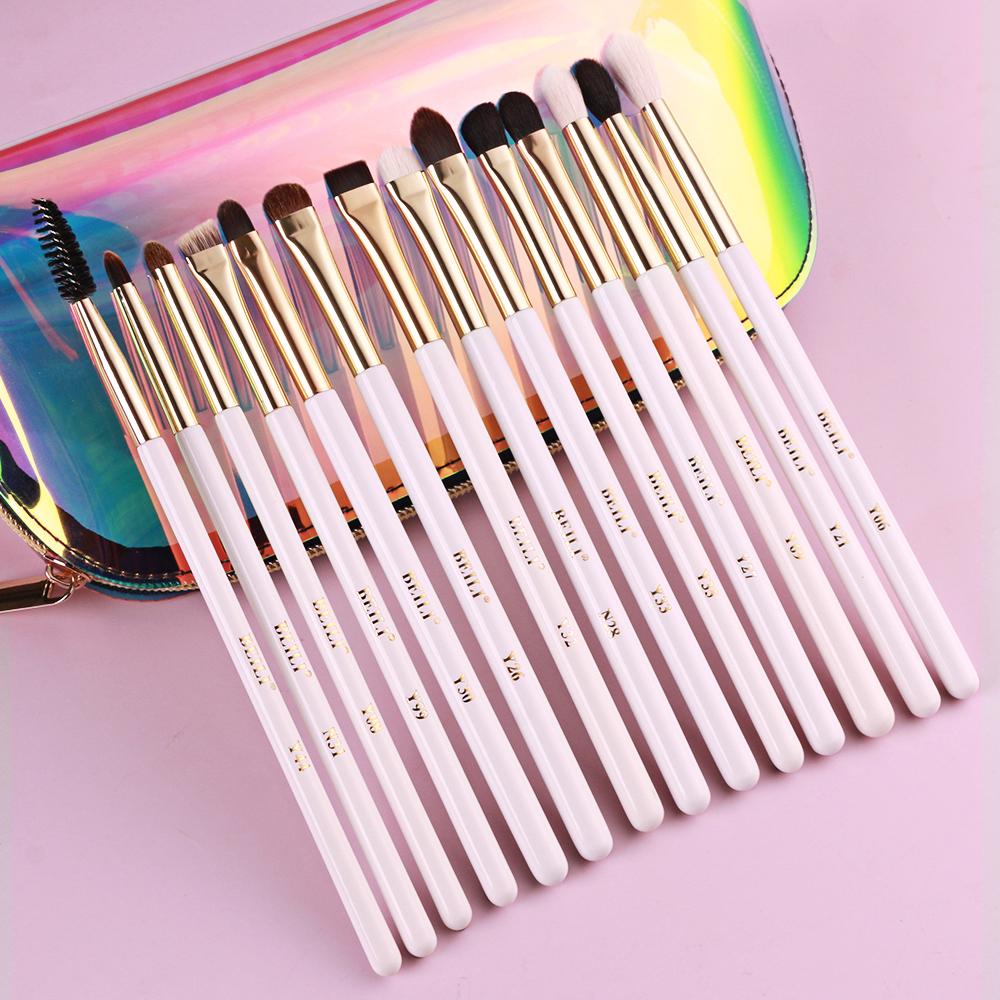 BEILI best quality makeup brushes set 18 white holder Eye pencil brow lash Nano wool fiber Cooper tube cleaning tool eyeliner